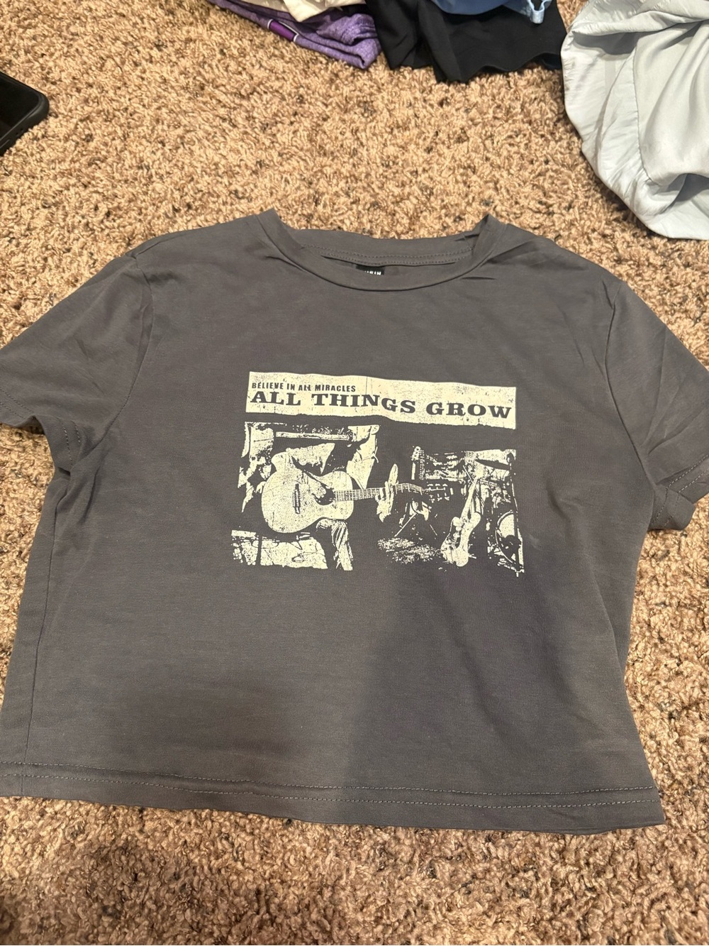 Gray Graphic Tee - "All Things Grow"